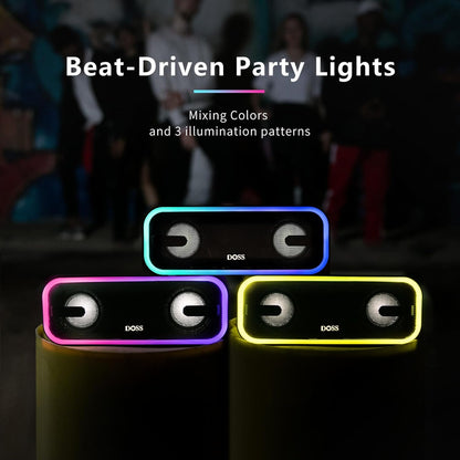 Bluetooth Speaker,  Soundbox Pro+ Wireless Pairing Speaker with 24W Stereo Sound, Punchy Bass, IPX6 Waterproof, 15Hrs Playtime, Multi-Colors Lights, for Home,Outdoor-Black