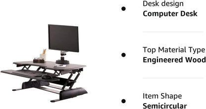 - desk Essential 36 - Two-Tier Standing Desk Converter for Monitor & Accessories - Height Adjustable Sit Stand Desk - Fully Assembled Monitor Riser for Home Office - 36" Wide, Black