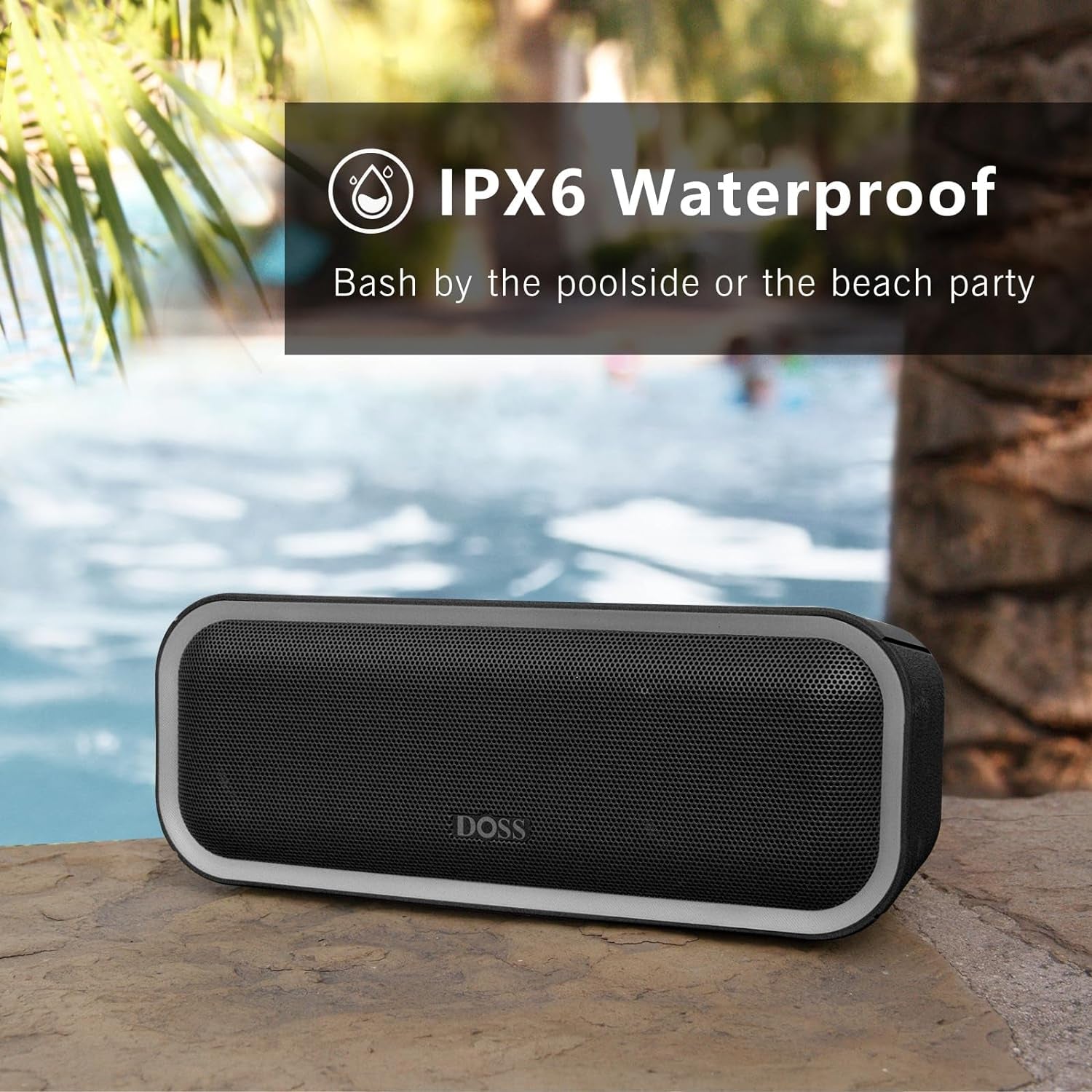 Bluetooth Speaker,  Soundbox Pro+ Wireless Pairing Speaker with 24W Stereo Sound, Punchy Bass, IPX6 Waterproof, 15Hrs Playtime, Multi-Colors Lights, for Home,Outdoor-Black