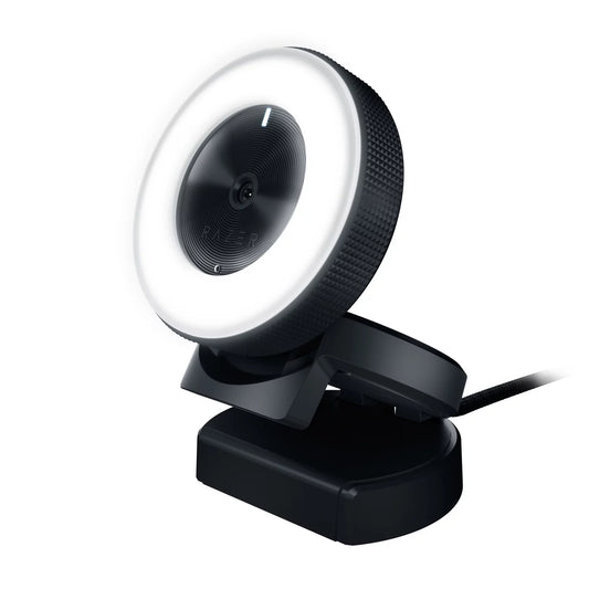 Kiyo Streaming Webcam, Full HD, Auto Focus, Ring Light with Adjustable Brightness, Black