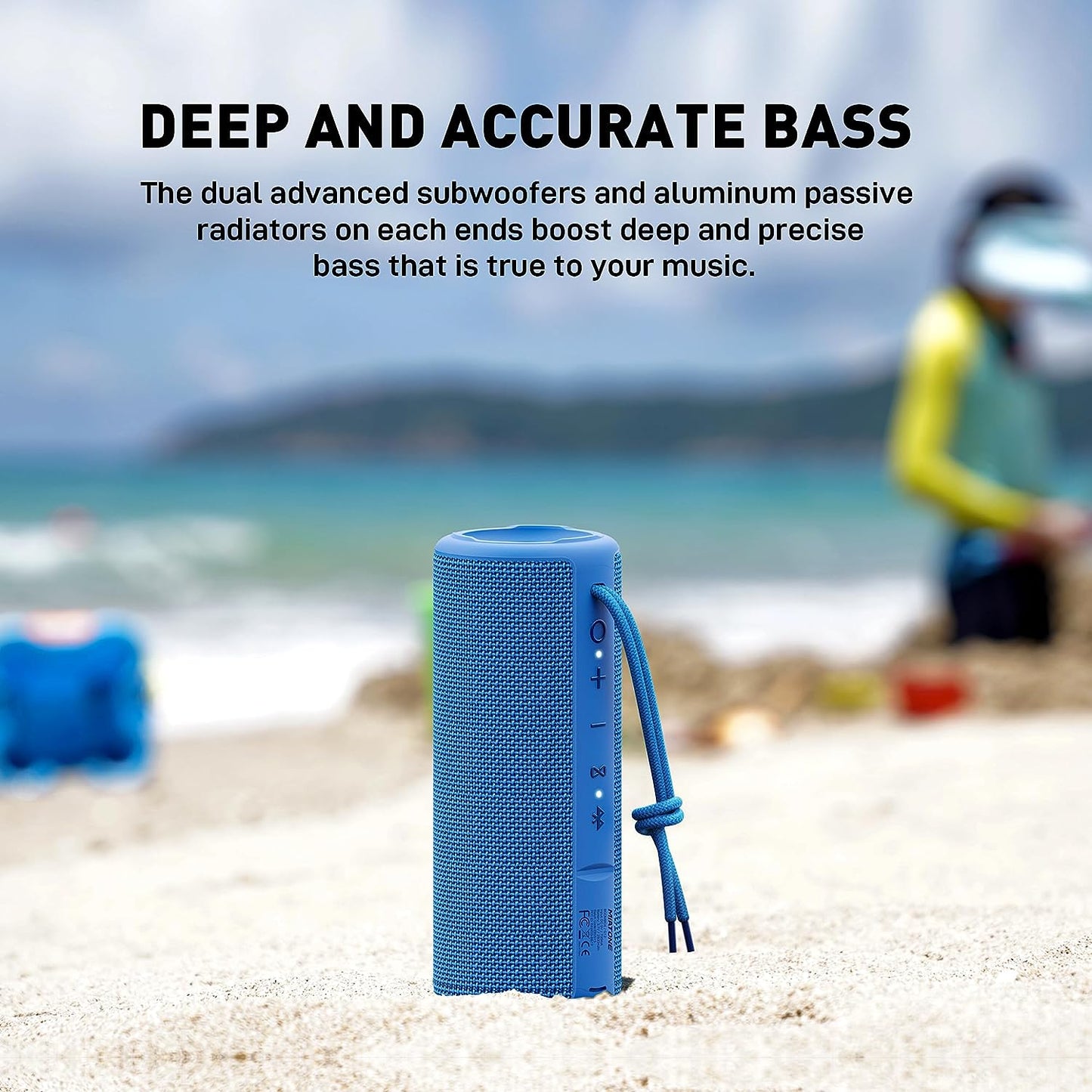 Outdoor Portable Bluetooth Wireless Speaker Waterproof for Shower - Blue